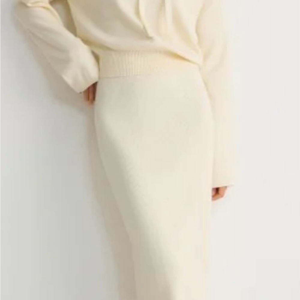 Target Cream Midi Knit Pencil Skirt with hooded top